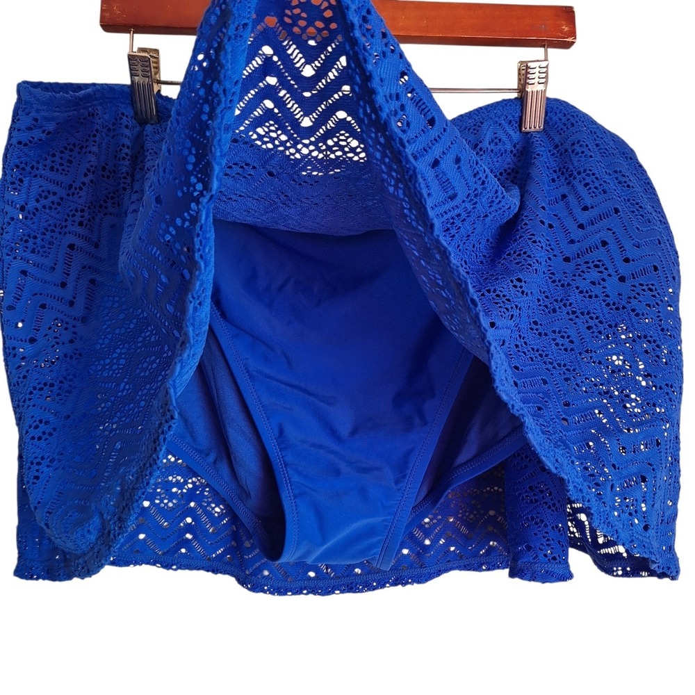 Catalina Womens 3X 22W/24W Blue Pattern‎ Swim Bathing Suit Bottom Crochet Lace